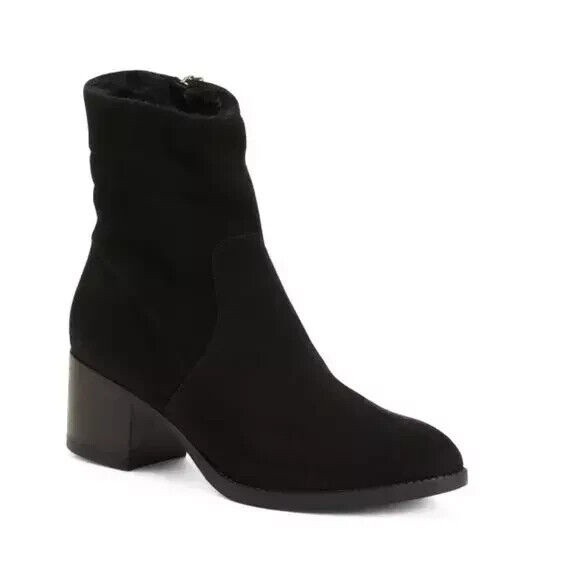 Stefano Gamba Italy Black Nubuck Shearling Lined Ankle Boot 40 / Us 9 / 6.5 New